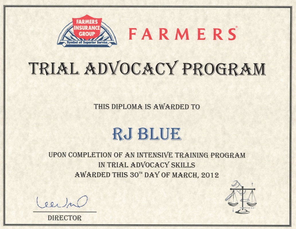 FARMERS TRIAL ADVOCACY CERTIFICATE